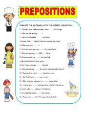 English Worksheet: PREPOSITIONS