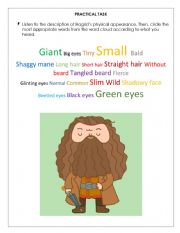 English Worksheet: Harry Potter-Hagrid Physical Appearance Task 