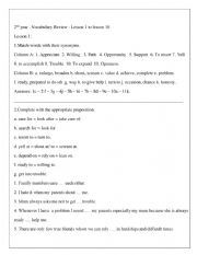 2nd year vocabulary review lesson 1 to 10