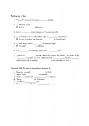 English Worksheet: Articles (a, an, the); Prepositions (in, on, at)