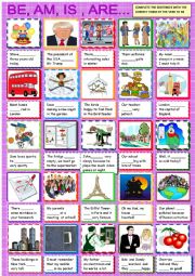 English Worksheet: Be, am is are for young learners