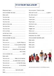 English Worksheet: body song