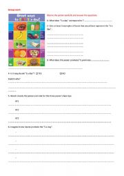 English Worksheet: Healthy diet - group work 3