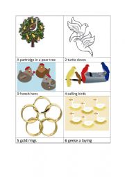 English Worksheet: 12 days of Christmas