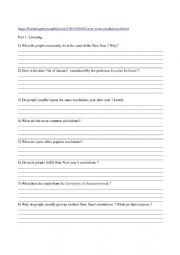 English Worksheet: New Years Resolutions Listening