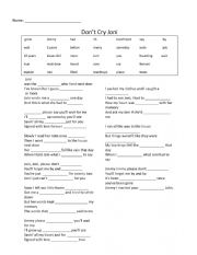 English Worksheet: Songs with lyrics 