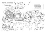 English Worksheet: Farm Animals Colouring
