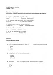 English Worksheet: English grammar exercises