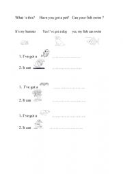 English Worksheet: animals;Ive got;It can