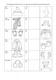 winter clothes and body parts, 