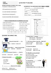 English Worksheet: A quiz/revision on simple past