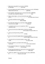 English Worksheet: Conditionals paraphrases