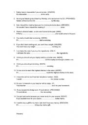 English Worksheet: Conditionals paraphrases