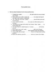 English Worksheet: future perfect tense 