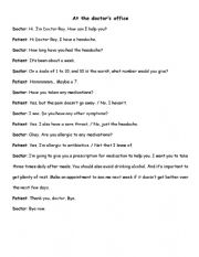 English Worksheet: Answer questions from the doctor