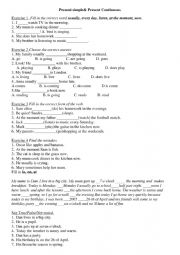 English Worksheet: Present Simple&Present Continious