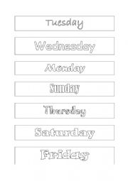 English Worksheet: Day of the Week for ordering