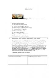 English Worksheet: Money an evil