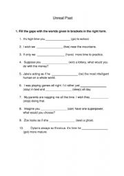 English Worksheet: Unreal past sentences