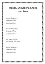 Heads, Shoulders, Knees and Toes exercise