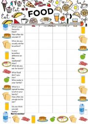 English Worksheet: Food - Interview and Vocabulary