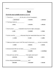 English Worksheet: Parts of Speech