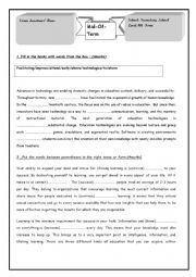 English Worksheet: 4th Form Mid_Term Test N 2