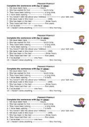 English Worksheet: For and since