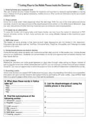 English Worksheet: Using mobile phone in the school