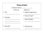Pizza ordering slip
