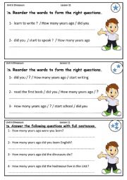 English Worksheet: level student worksheet ( how to form questions )