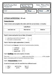 English Worksheet: Mid-term test 1 first year classes
