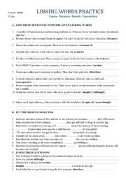 English Worksheet: Linking Words Practice