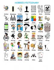 English Worksheet: HOBBIES      PICTIONARY 1 OF 3 exercise set