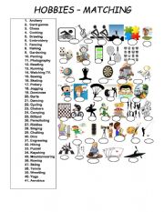 English Worksheet: HOBBIES  MATCHING 2 OF 3 exercise set