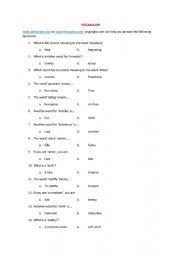 English Worksheet: Vocabulary Research