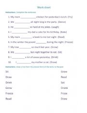 English Worksheet: Verbs worksheet 2