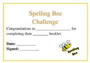 Spelling bee certificate