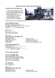 English Worksheet: Take me to Church Hozier (Jasmine Thompson) song 