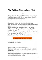 The Selfish Giant by Oscar Wild (Part 1)