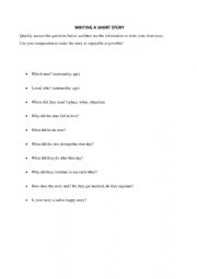 English Worksheet: short story