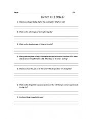 English Worksheet: Into The Wild 