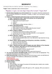 English Worksheet: Speaking a Biography