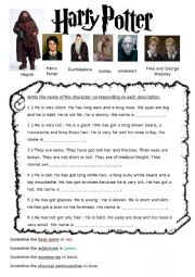 physical description harry potter characters