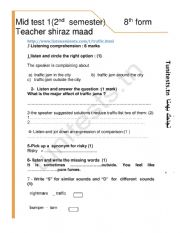 English Worksheet: mid semester test 2