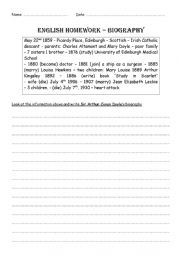 sir arthur conan doyle biography worksheet