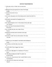 English Worksheet: Sentence Transformation B1 