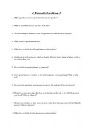 English Worksheet: Romantic Questions Reported Speech 