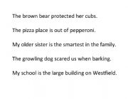 English Worksheet: Subject/predicate pairs