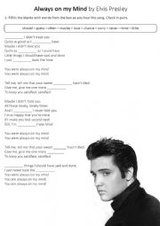 Fill in the blanks - Always On My Mind - Elvis Presley